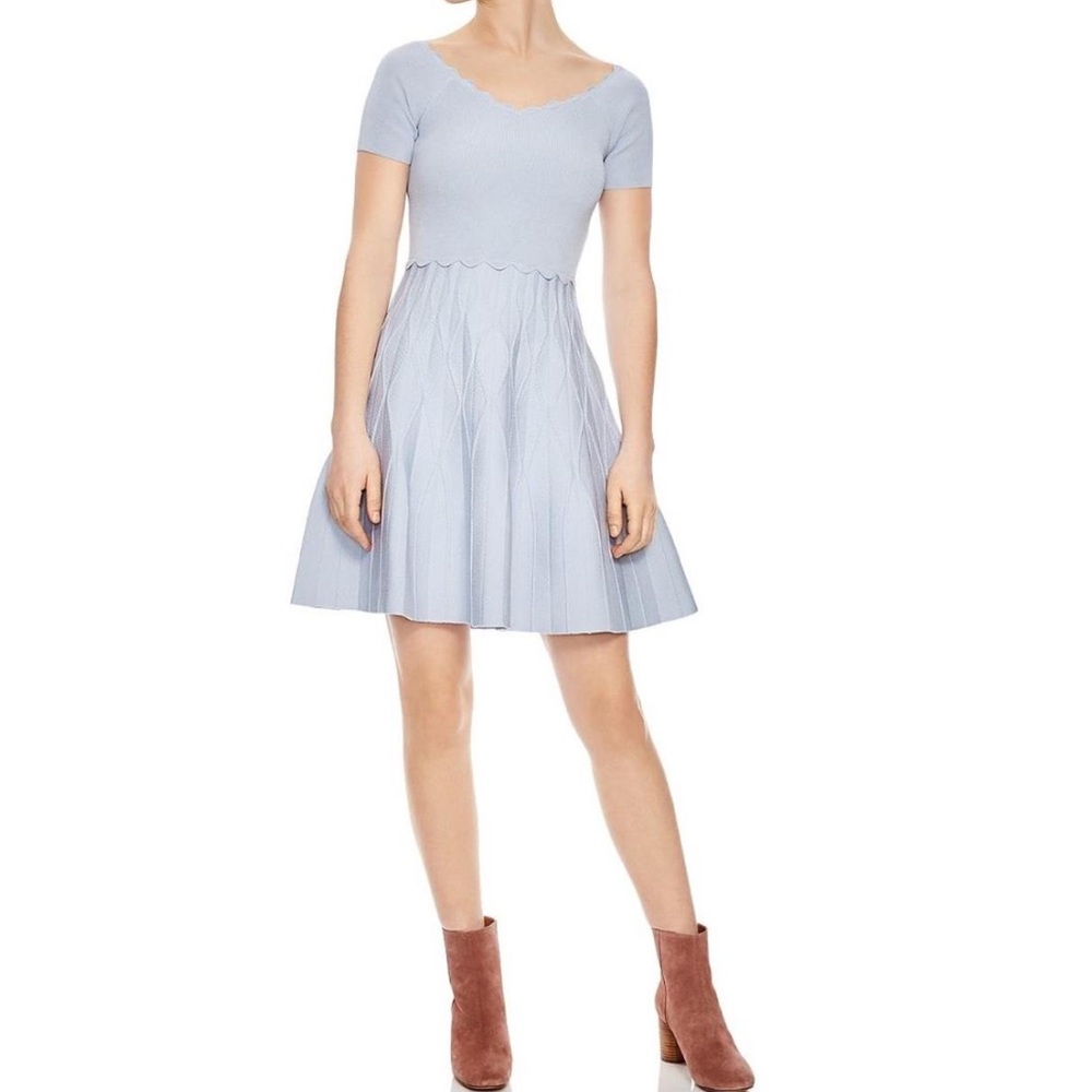 Elegant Blue Scalloped Dress